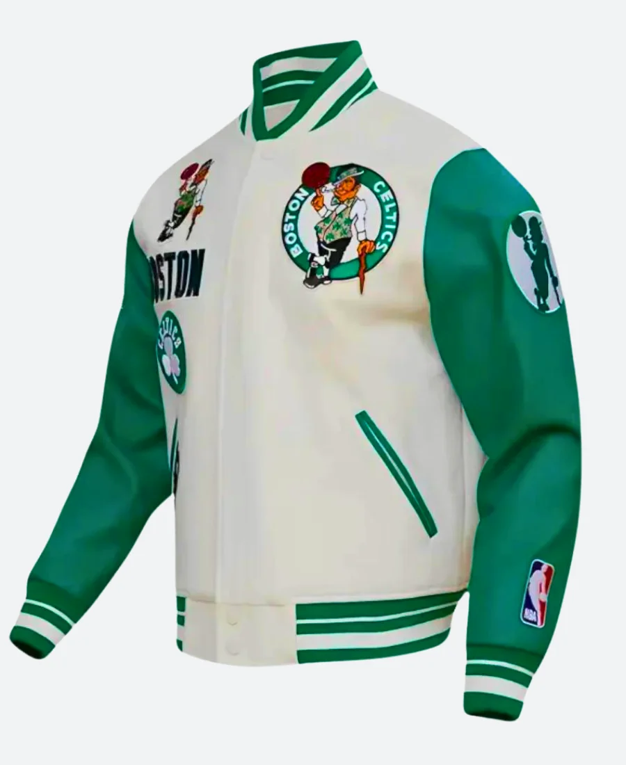 Boston Celtics White Varsity Jacket