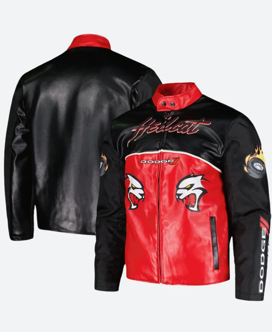 Dodge 2 Hellcat Leather Racing Jacket - Image 3