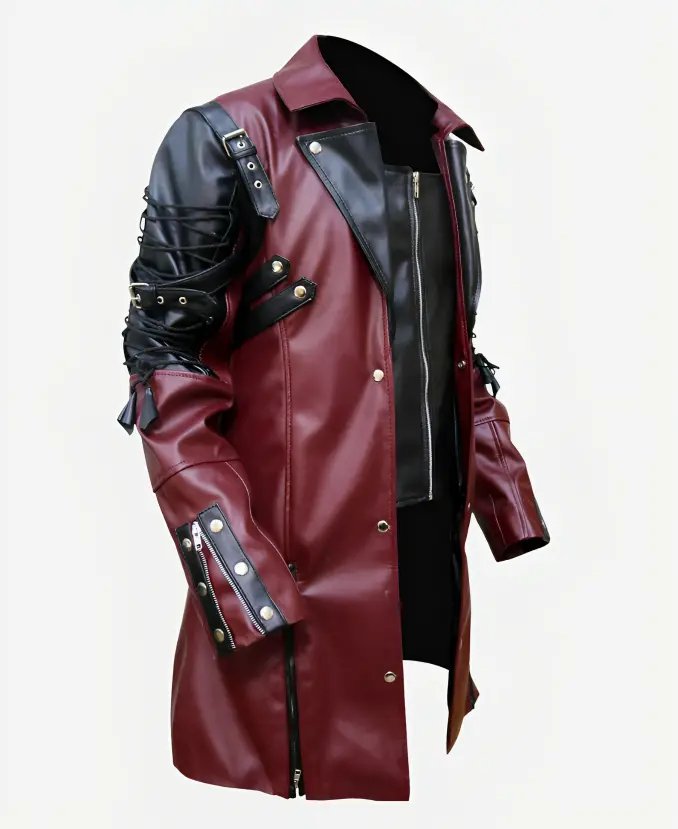 Steampunk Gothic Matrix Leather Trench Coat - Image 3