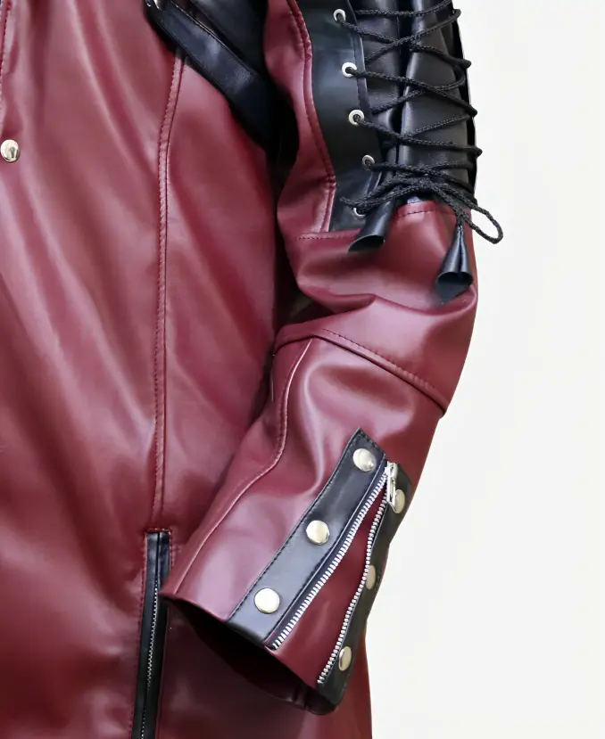 Steampunk Gothic Matrix Leather Trench Coat - Image 8