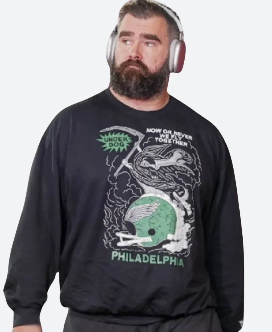 Now Or Never We Fly Together Jason Kelce Sweatshirt - Image 3