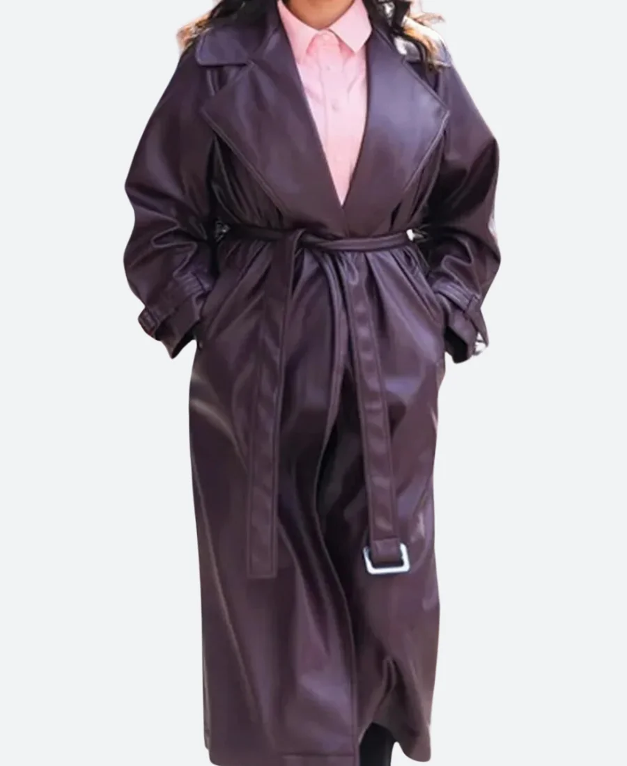 Only Murders in the Building S02 Mabel Mora Leather Coat - Image 2