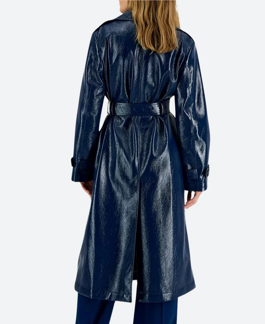 Christmas In Notting Hill 2023 Georgia Bright Leather Trench Coat - Image 2