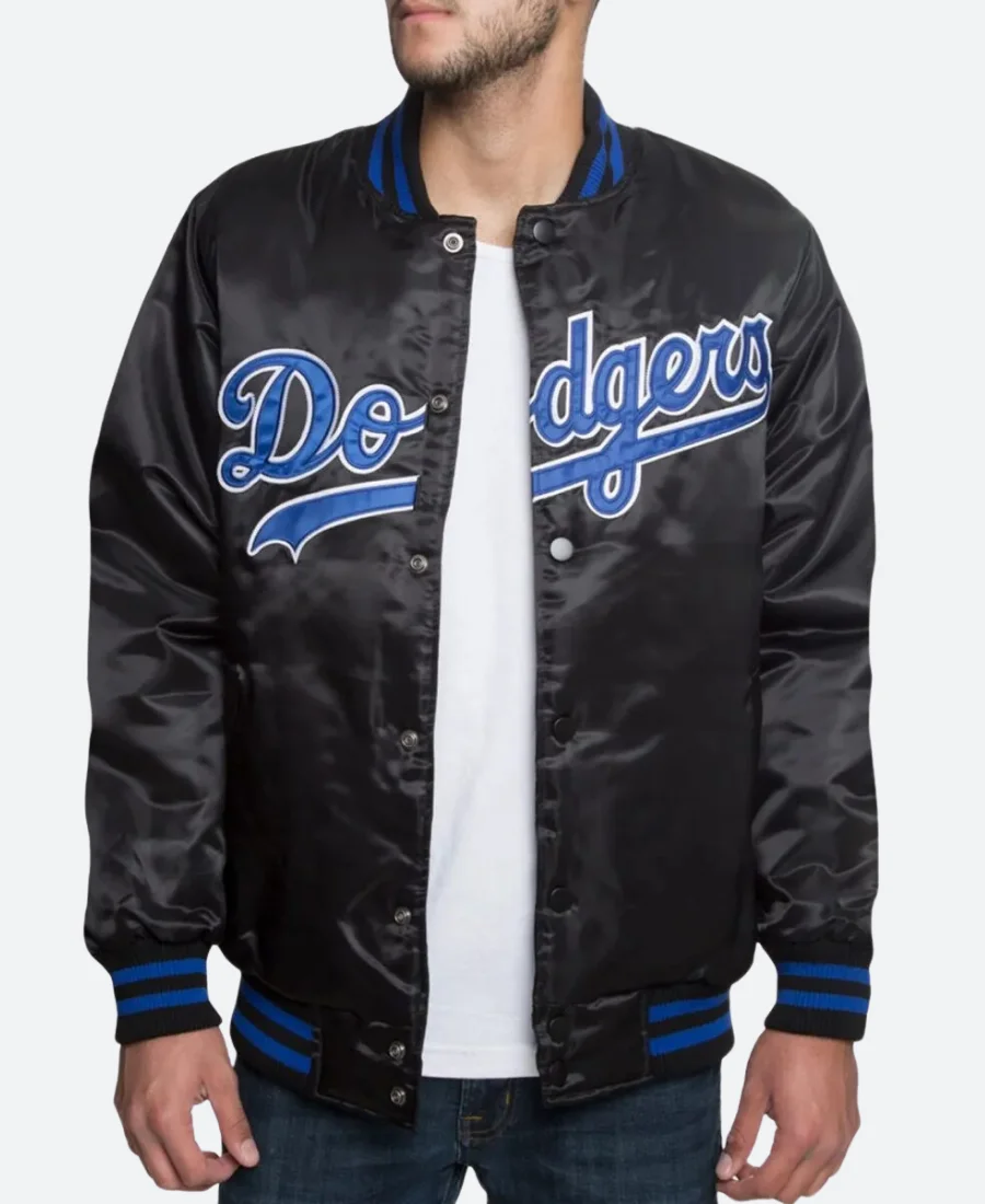 Los Angeles Dodgers Black And Blue Satin Jacket - Image 4