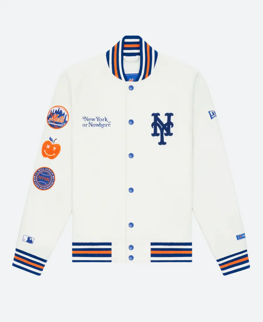 New York or Nowhere Nyon x Mets Motto Varsity Jacket