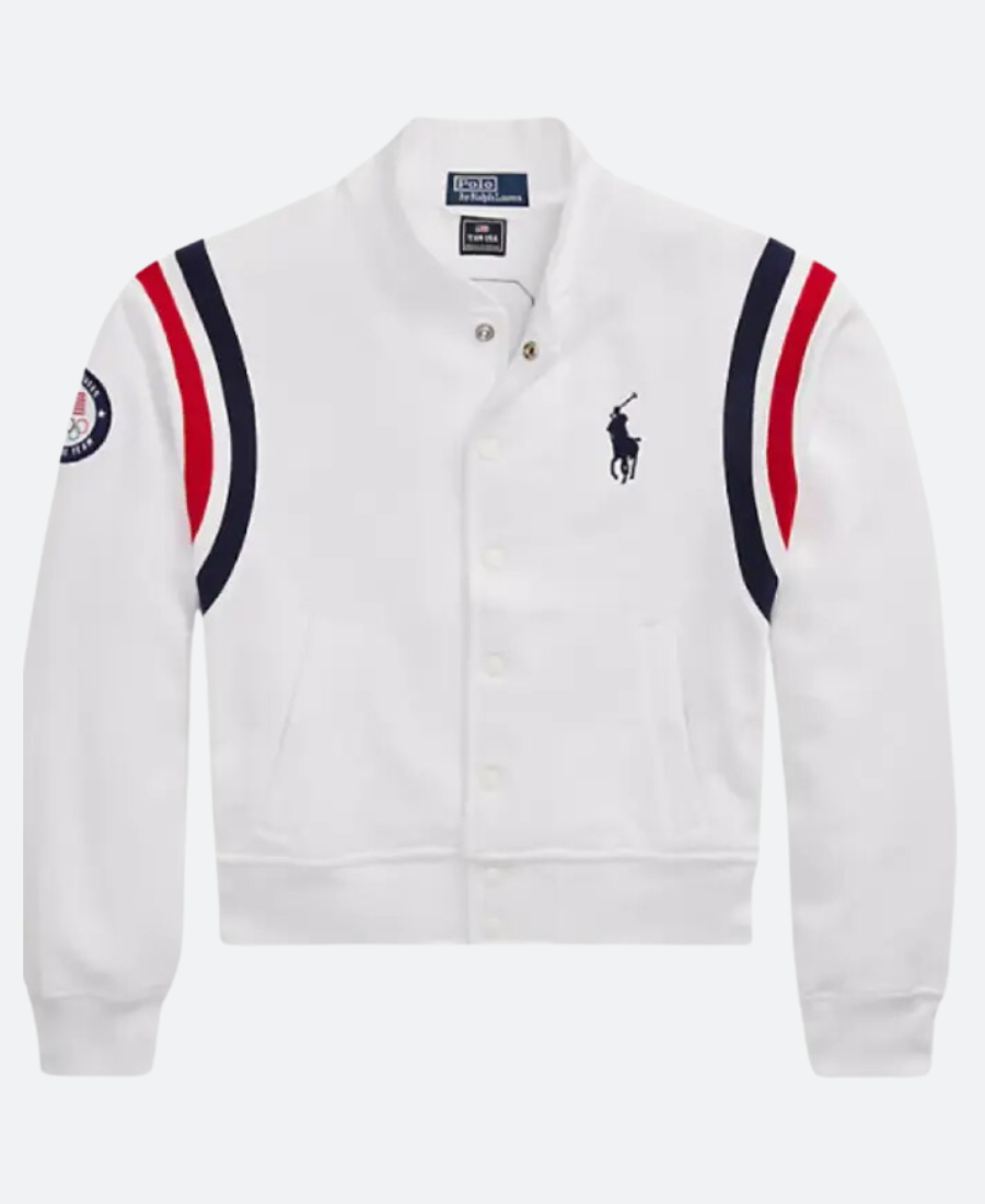 Olympic Team USA White Baseball Jacket